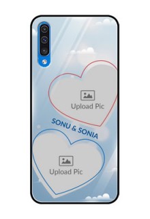 Samsung Galaxy A50s Custom Glass Mobile Case  - Blue Color Couple Design 