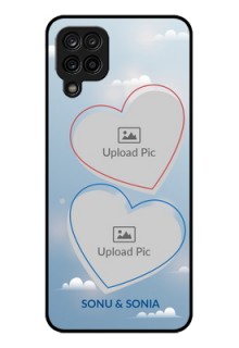 Galaxy F12 Custom Glass Mobile Case - Blue Color Couple Design 