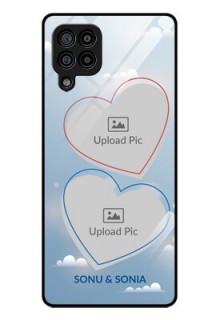 Galaxy F22 Custom Glass Mobile Case  - Blue Color Couple Design 