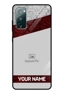 Galaxy S20 FE 5G Personalized Glass Phone Case  - Image Holder with Glitter Strip Design
