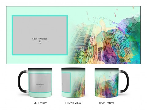 Artistic Building Painting Background Design On Magic Black Mug Artistic Building Painting Background Design On Magic Black Mug