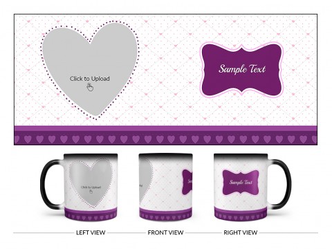Love Symbol Pic Upload With Dotted border Design On Magic Black Mug Love Symbol Pic Upload With Dotted border Design On Magic Black Mug