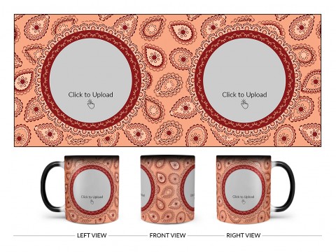 Pattern Background With Two Oval Shaped Pic Upload Design On Magic Black Mug Pattern Background With Two Oval Shaped Pic Upload Design On Magic Black Mug