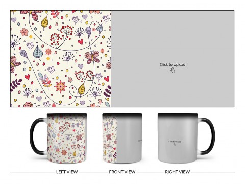 Multiple Trees, Flower & Butterfly’s Pattern Background Design On Magic Black Mug Multiple Trees, Flower & Butterfly’s Pattern Background Design On Magic Black Mug