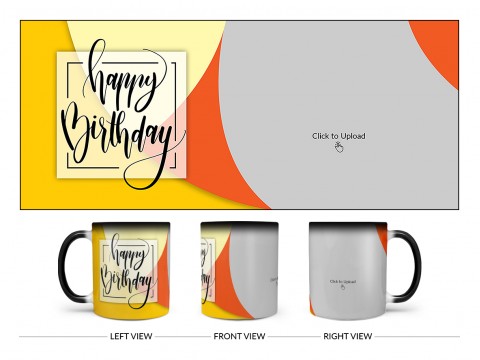 Boy Friend Birthday Orange And Yellow Waves Design On Magic Black Mug Boy Friend Birthday Orange And Yellow Waves Design On Magic Black Mug