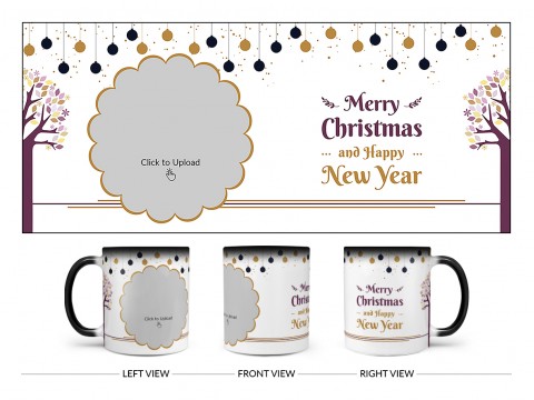 Merry Christmas And Happy New Year Design On Magic Black Mug Merry Christmas And Happy New Year Design On Magic Black Mug