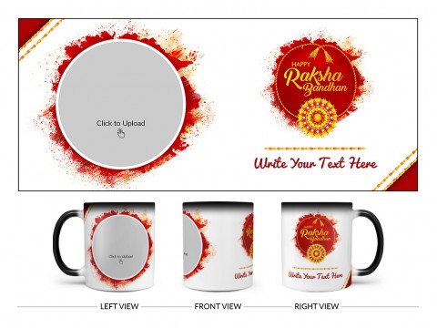 Happy Rakshabandan Design On Magic Black Mug