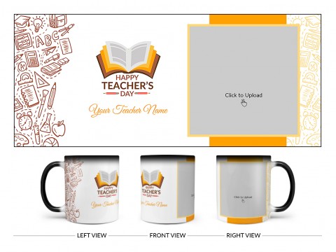 Happy Teacher's Day Design On Magic Black Mug