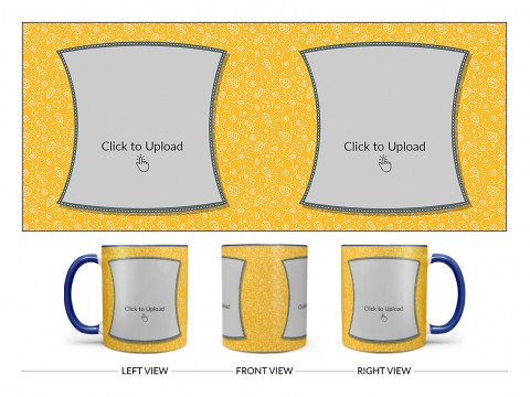 Yellow Colour Background With Flower Pattern Design On Dual Tone Blue Mug Yellow Colour Background With Flower Pattern Design On Dual Tone Blue Mug