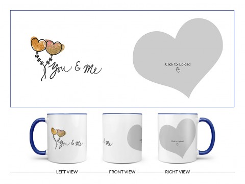 You & Me Design On Dual Tone Blue Mug