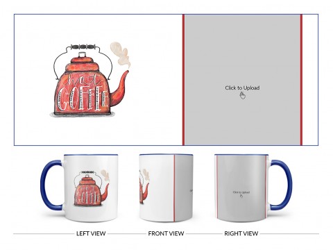 Coffee Jar With Hot Coffees Text For Coffee Lovers Design On Dual Tone Blue Mug