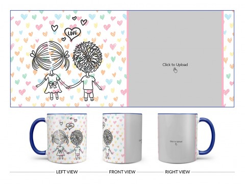 Young Couple Starting Journey For Love / Life Design On Dual Tone Blue Mug Young Couple Starting Journey For Love / Life Design On Dual Tone Blue Mug