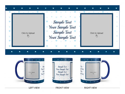 Dark Blue Love Symbols borders With Love Symbol Background Design On Dual Tone Blue Mug