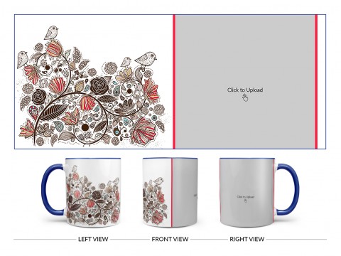 Artisic Design On Dual Tone Blue Mug