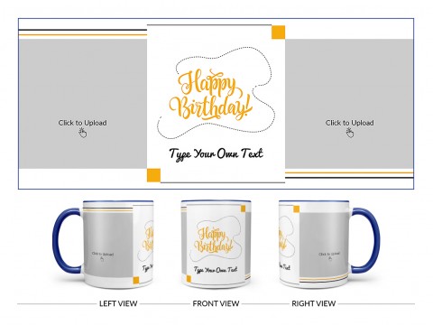 Boy Friend Birthday With 2 Square Pic Upload Design On Dual Tone Blue Mug