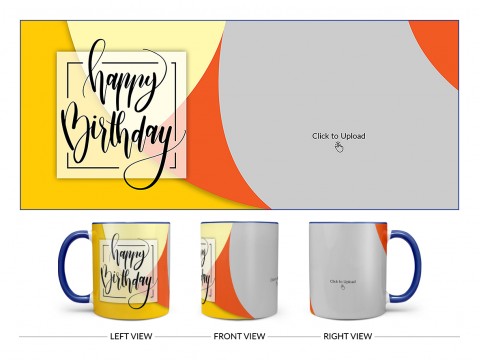 Boy Friend Birthday Orange And Yellow Waves Design On Dual Tone Blue Mug