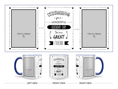 Wishing You A Wonderful Birthday Quote Design On Dual Tone Blue Mug Wishing You A Wonderful Birthday Quote Design On Dual Tone Blue Mug