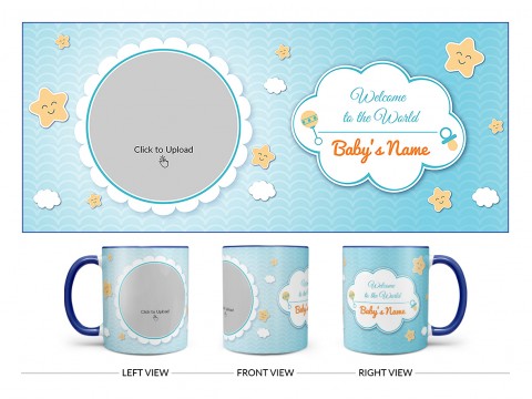 Welcome To The World Design On Dual Tone Blue Mug Welcome To The World Design On Dual Tone Blue Mug