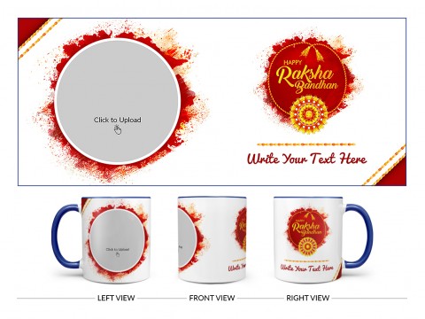 Happy Rakshabandan Design On Dual Tone Blue Mug