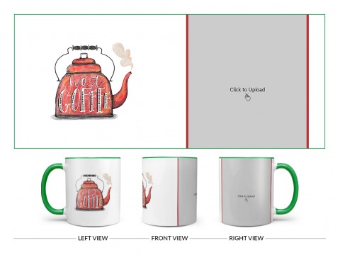 Coffee Jar With Hot Coffees Text For Coffee Lovers Design On Dual Tone Green Mug