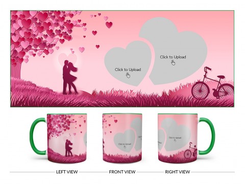 Young Couple In Love World Design On Dual Tone Green Mug