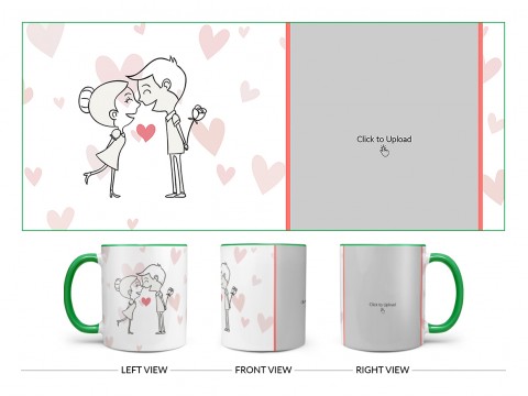 Lovers Enjoying In Love Rain Design On Dual Tone Green Mug Lovers Enjoying In Love Rain Design On Dual Tone Green Mug