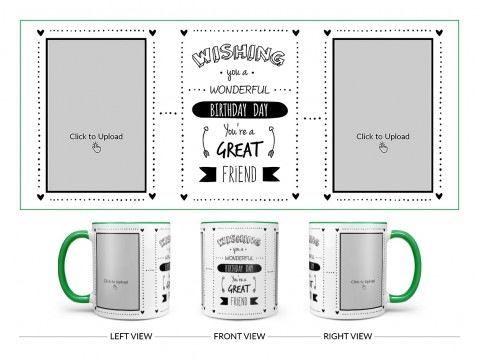 Wishing You A Wonderful Birthday Quote Design On Dual Tone Green Mug