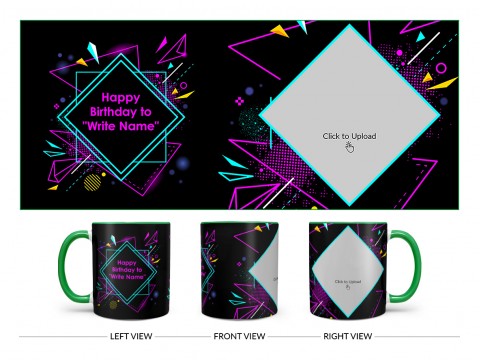 Friend Birthday Colourful DJ Background Design On Dual Tone Green Mug
