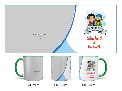Friendship Day Design On Dual Tone Green Mug