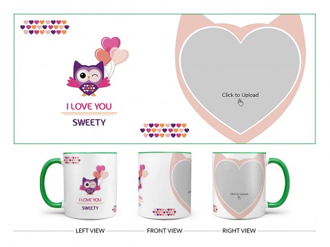 Love Proposal Bird Design On Dual Tone Green Mug Love Proposal Bird Design On Dual Tone Green Mug