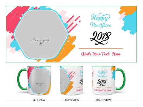 Happy New Year 2018 Design On Dual Tone Green Mug