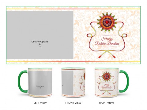 Happy Rakshabandan Design On Dual Tone Green Mug