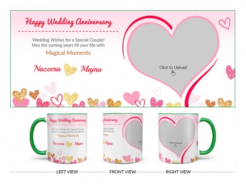 Happy Wedding Anniversary Design On Dual Tone Green Mug