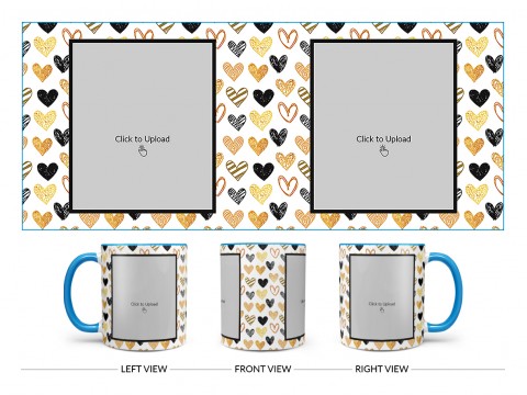 Love Symbols Pattern Background With Couple Of Pic Upload Upload Design On Dual Tone Sky Blue Mug Love Symbols Pattern Background With Couple Of Pic Upload Upload Design On Dual Tone Sky Blue Mug