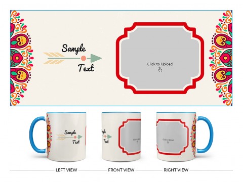 Colourful Floral Art With Arrow Design On Dual Tone Sky Blue Mug Colourful Floral Art With Arrow Design On Dual Tone Sky Blue Mug
