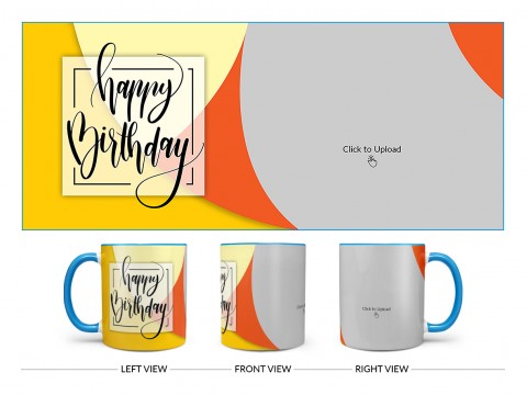 Boy Friend Birthday Orange And Yellow Waves Design On Dual Tone Sky Blue Mug Boy Friend Birthday Orange And Yellow Waves Design On Dual Tone Sky Blue Mug