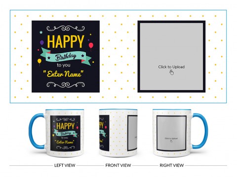 Boy Friend Birthday Yellow Dots Background Design On Dual Tone Sky Blue Mug Boy Friend Birthday Yellow Dots Background Design On Dual Tone Sky Blue Mug