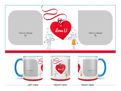 Love You Tag Design On Dual Tone Sky Blue Mug Love You Tag Design On Dual Tone Sky Blue Mug