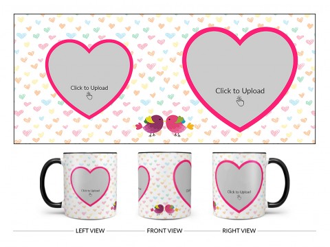 Love Symbol Pattern Background With 2 Heart Shape Pic Upload Upload Design On Dual Tone Black Mug Love Symbol Pattern Background With 2 Heart Shape Pic Upload Upload Design On Dual Tone Black Mug