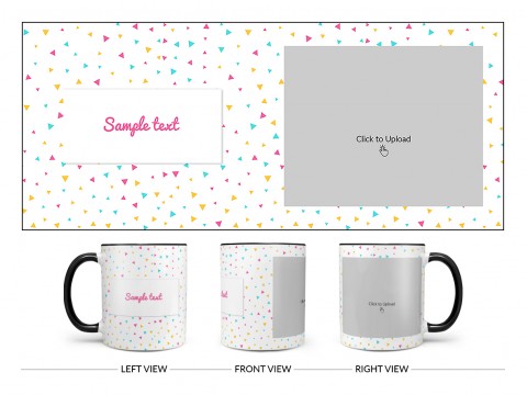 Colourful Triangles Pattern Background Design On Dual Tone Black Mug