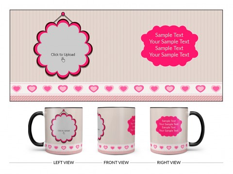 Vintage Background With Flower Shape Pic Upload Design On Dual Tone Black Mug