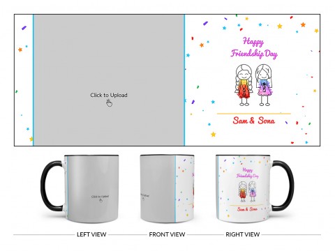 Happy Friendship Day Design On Dual Tone Black Mug