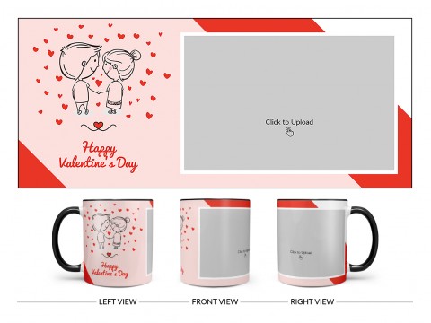 Happy Valentine's Day Design On Dual Tone Black Mug