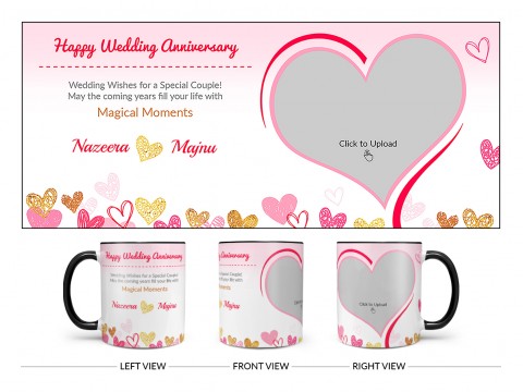 Happy Wedding Anniversary Design On Dual Tone Black Mug
