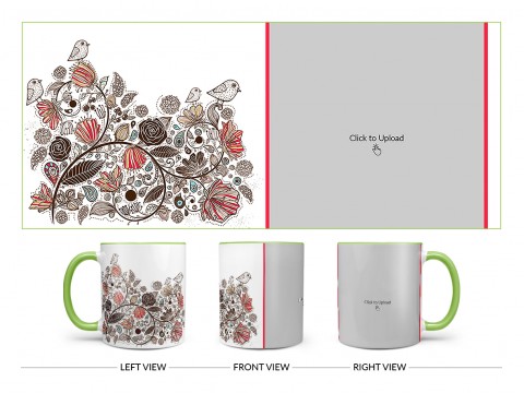 Artisic Design On Dual Tone Light Green Mug Artisic Design On Dual Tone Light Green Mug