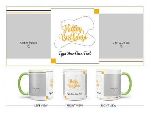 Boy Friend Birthday With 2 Square Pic Upload Design On Dual Tone Light Green Mug Boy Friend Birthday With 2 Square Pic Upload Design On Dual Tone Light Green Mug