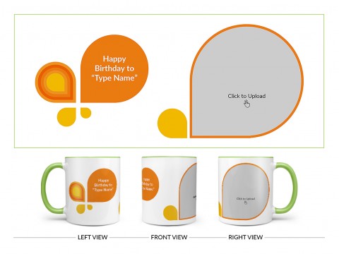 Happy Birthday Design On Dual Tone Light Green Mug Happy Birthday Design On Dual Tone Light Green Mug