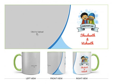Friendship Day Design On Dual Tone Light Green Mug