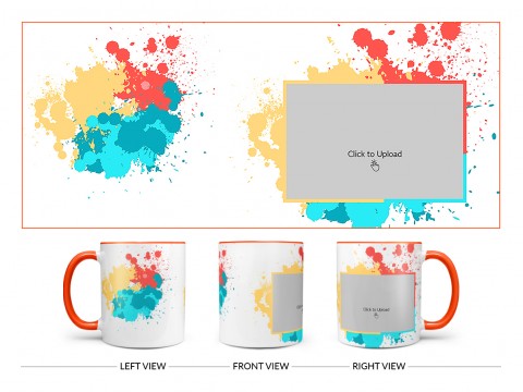 Multiple Colours Design On Dual Tone Orange Mug Multiple Colours Design On Dual Tone Orange Mug