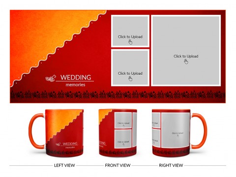 Wedding Memories With Traditional Background Design On Dual Tone Orange Mug Wedding Memories With Traditional Background Design On Dual Tone Orange Mug